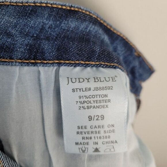 Judy Blue Size 29 Wide Leg High Rise Crop Jeans Stretch Denim Blue - Picture 10 of 12